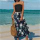 thumbnail image 2 of Vestido largo bohemio largo sin mangas con estampado floral sin tirantes y hombros descubiertos para mujer Fridja hjkh1276, 2 of 5