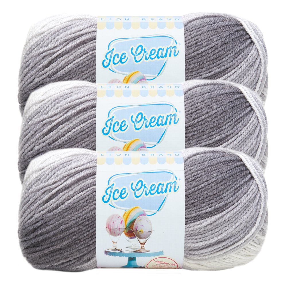 Lion Brand Yarn Ice Cream Cookies and Cream SelfStriping Baby Light