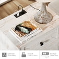 thumbnail image 5 of WAMPAT Farmhouse End Table with Charging Station, Rustic 2-Drawer Nightstand,White, 5 of 5