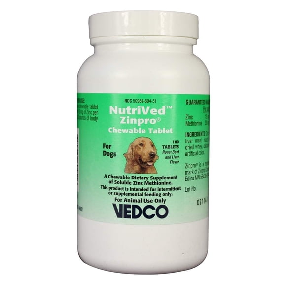 NutriVed Zinc & Methionine Chewable Tablets for Dogs 100 count