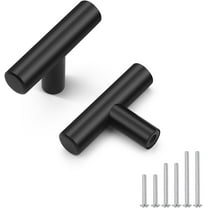 Probrico 15 Pack Length 2inch Flat Black Kitchen Cabinet Knobs,Stainless Steel Dresser Drawer Knob,Euro Style Single Hole Pull Handles for Cupboard and Closet