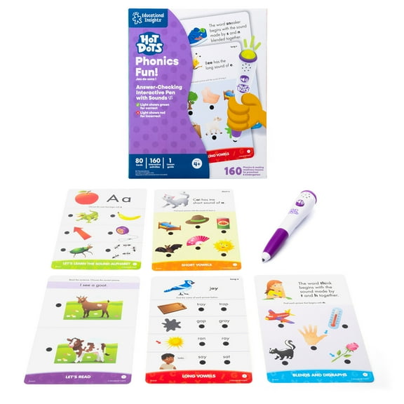 Educational Insights Hot Dots Phonics Fun! Set, Interactive Toddler Flash Cards, Ages 3