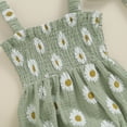 thumbnail image 5 of Newborn Baby Girls Summer Outfits Floral Daisy Romper Ruffle Smocked Suspender Bodysuit with Bow Headband Set Cute Clothes, 5 of 7