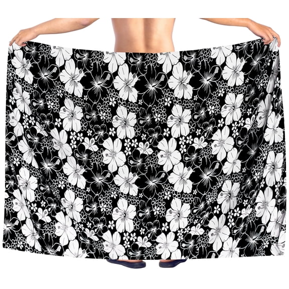 HAPPY BAY Men's Pareo Swim Trunk Surfing Sarong Long Beach Wrap One Size Black-N756 Summer Vacation Aloha