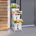 thumbnail image 2 of ToppiJoy 3 Layers Flower Stand with 6 Buckets, Moving Flower Holder Stand for Patio Garden, Living Room, Outdoor Flower Pop-Up Events (White), 2 of 28