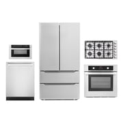 5 Piece Kitchen Package With 36" Gas Cooktop 24" Built-in Fully Integrated Dishwasher 24" Single Electric Wall Oven 24" Built-In Microwave Drawer & French Door Refrigerator