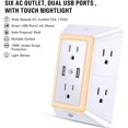 thumbnail image 2 of Chargeur Mural USB, Parasurtenseur, POWRUI Rallonge 6 Prises avec 2 Ports de Charge USB (2.4A au Total) et Veilleuse, 2 of 5