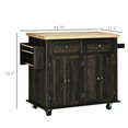 thumbnail image 3 of Dtwnek Wood Top Rolling Kitchen Island Cart with Spice Rack, Brown, 3 of 9