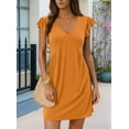 thumbnail image 2 of Summer Dresses for Women 2025 Cute Ruffle Cap Sleeve V-Neck Flowy Swing Mini Dress Sundress Orange L, 2 of 6