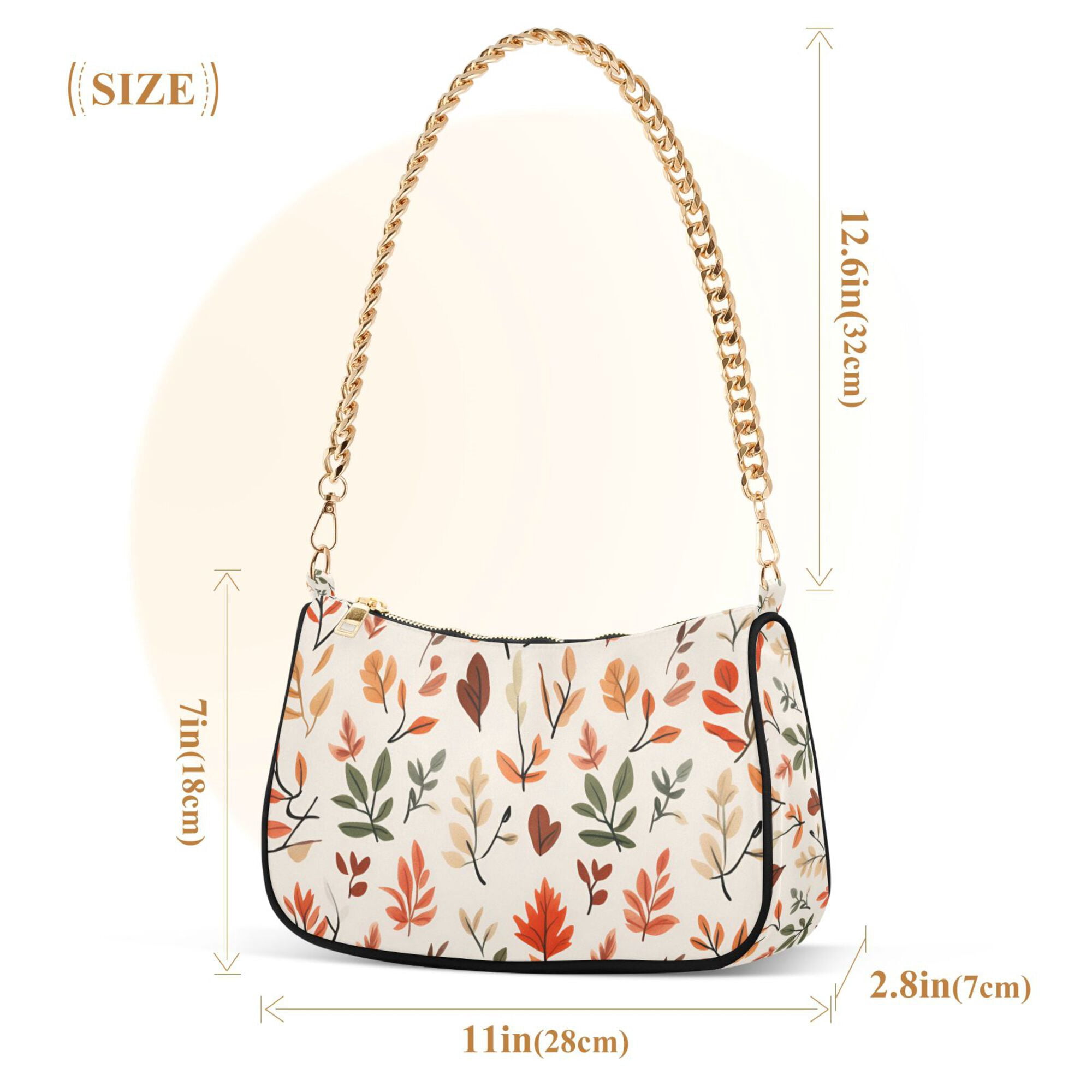 FORMRS Womens Shoulder Bag with Chain Strap Clutch Purse Cute Tote Handbag, Autumn Leaves