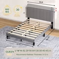 thumbnail image 3 of Pingliang Home Queen Size Bed Frame with Adjustable Upholstered Headboard&Wood Slats Support,Gray, 3 of 10