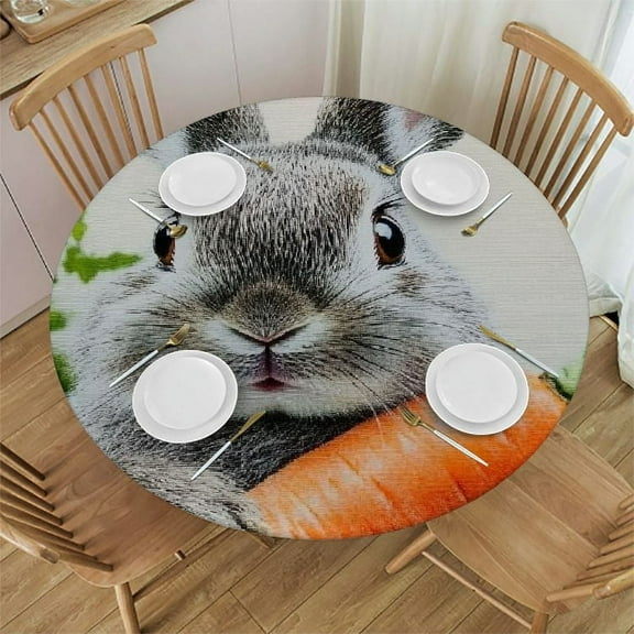 Patifu Rabbit Carrots Beatrix Potter Round Tablecloth Stain-Resistant Washable for Indoor Outdoor Restaurants Weddings Parties Picnic Camping Kitchen Dining Party Waterproof Fabric 31"-35