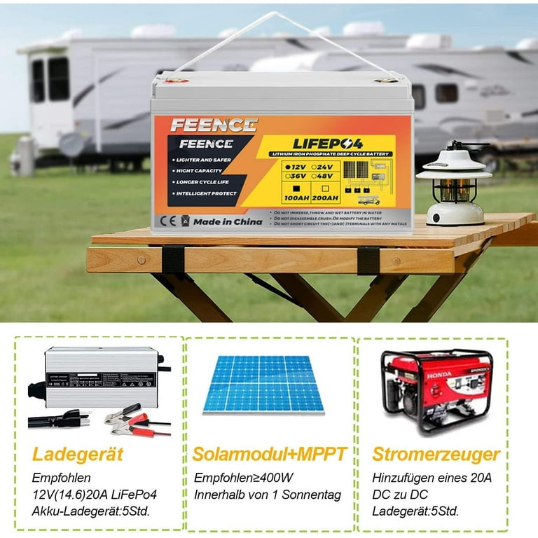 キャンピングカー アウトドア Lifepo4 12v100A 12V 100Ah Lithium Iron Phosphate Solar Battery for RV Truck