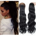thumbnail image 3 of Benehair Clip in Hair Extensions as Human Drawstring Ponytail Real Long Thick Hair Piece Curly Wavy for Woman Dark Black 24", 3 of 11