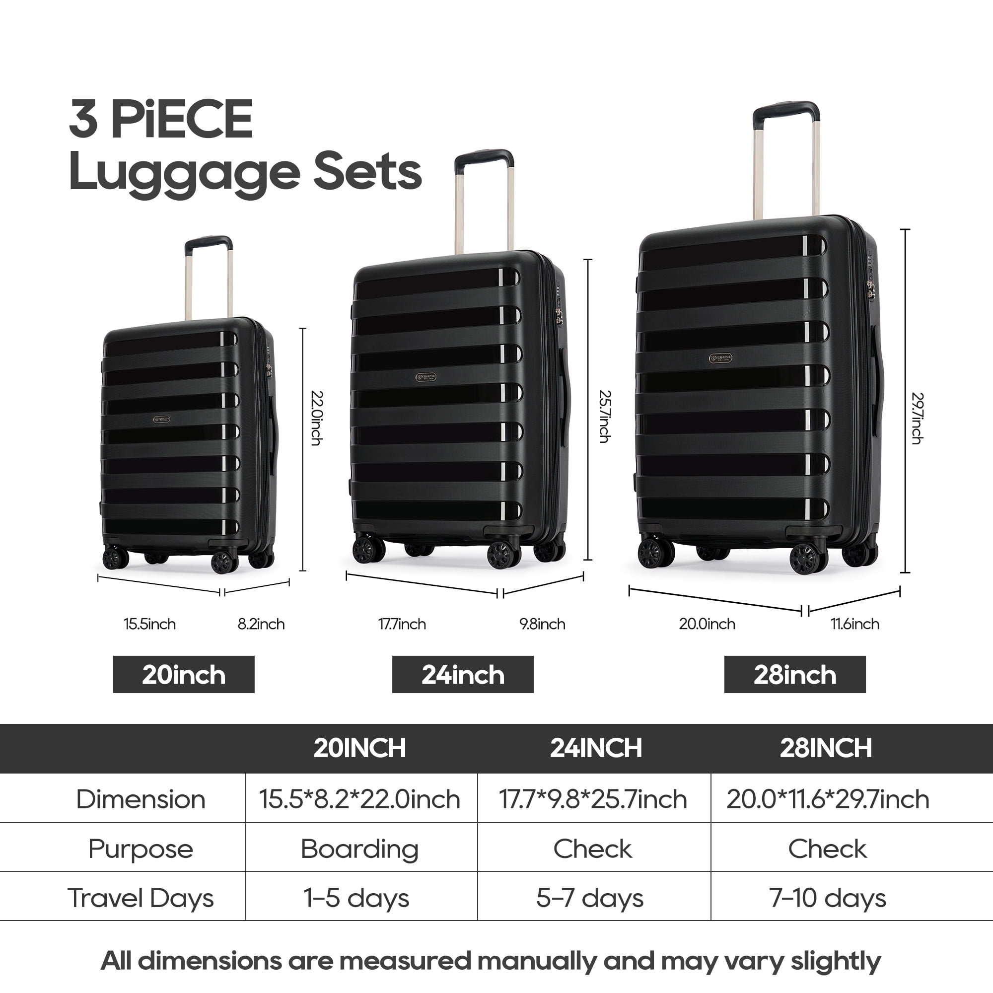 Ginza Travel 28 inch Lightweight Hard Shell Spinner Suitcase Set, Large Expandable Carry-on with Wheels, Green - Walmart.com Ginza Travel 28 inch Lightweight Hard Shell Spinner Suitcase Set, Large Expandable Carry-on with Wheels, Green - Walmart.com