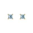 thumbnail image 3 of Clara Pucci 0.5Ct Natural Swiss Blue Topaz Princess Cut VVS1 Push Back Stud 18k Solid hypoallergenic Gold Designer Earrings For December, 3 of 7