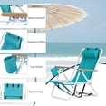 thumbnail image 4 of Folding Backpack Beach Chair Set of 2, 4 Positions Lay Flat Beach Chairs with Cup Holder& Storage Back Pouch& Backpack Straps& Adjustable Headrest for Sunbathing, Pool, Support 330 LBS, Green, 4 of 8
