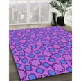 thumbnail image 3 of Ahgly Company Machine Washable Indoor Round Transitional Purple Daffodil Purple Area Rugs, 7' Round, 3 of 7