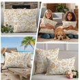 thumbnail image 5 of Boho Orange Floral Outdoor Waterproof Pillow Covers, Vintage Farmhouse Paisley Plant Leaf Decorative Square Throw Pillowcase Sofa Cushion Sham for Patio/Couch/Chair, 24"x24" 2 Pack, 5 of 8
