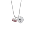 thumbnail image 2 of Delight Jewelry Silvertone Hot Pink Retro Purse Silvertone Script Initial Disc - T - Charm Necklace, 20"+3", 2 of 4