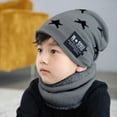 thumbnail image 4 of Fleece Contrast Colors Knitted Warm Winter Hats for Kid Hat+Scarf Two Piece Set, 4 of 9