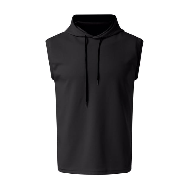 Chaleco sin mangas con capucha de felpa para hombre: sudadera informal de color liso, tejido de felpa, ropa de primavera/verano