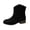 Black, variant on Slouchy Suede Cowboy Boots for Women Low Chunky Heel Retro Round Toe Ankle Booties Slip On Fashion Short Boots Pull Tabs Mid Calf Fall Winter Gray 4.5(35)