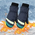 thumbnail image 2 of Lovzfmll Kids' Print Ski Gloves, Kids's Water Resistant Outdoor Gloves, Fleece Lined Winter Sports for Ages 2-5 Years, Navy, 2 of 7