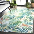 thumbnail image 3 of SAFAVIEH Malibu Faris Botanical Polyester Machine Washable Area Rug, Ivory/Green, 8' x 10', 3 of 12