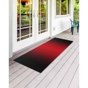 Gradient Red Black Front Door Mat Modern Abstract Minimalist Red Ocean Beach Welcome Doormat Indoor Outdoor Entrance Floor Mat Non-Slip Washable Runner Rug for Front Porch Decor 20x47 Inch