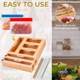 thumbnail image 6 of Ziplock Bag Organizer - Bamboo, 6 in 1 Wrap Dispenser with Cutter, Perfect for Gallon, Quart, Sandwich & Snack Bag, Cling Film, Aluminum Foil etc; Compatible with 12" Kitchen Rolls, 6 of 11