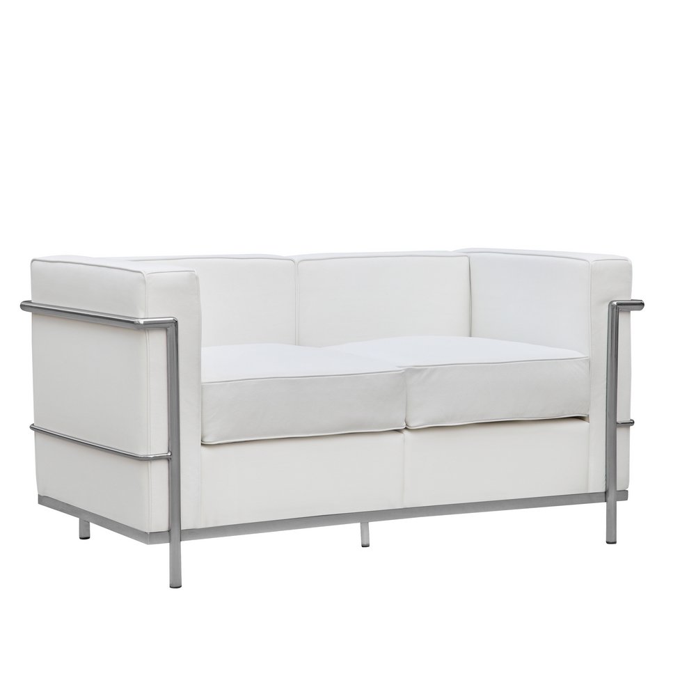 Modern Contemporary Urban Design Living Lounge Room Loveseat Sofa White Leather Walmart Com Walmart Com