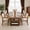 Rustic Brown, variant on 63 Inch Farmhouse Dining Table For 4-6 People Wooden Kitchen Table With Storage Shelves Thick Tabletop Sturdy Wooden Legs For Dining Room Living Room (Light Brown)