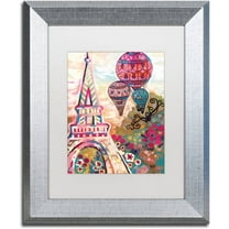 Trademark Fine Art "Ballons Sur Paris" Canvas Art by Natasha Wescoat, White Matte, Silver Frame