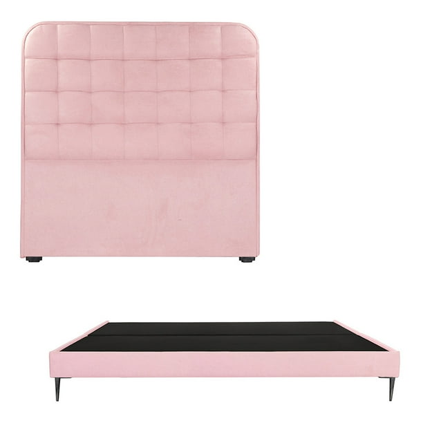 Recámara King Size Creta Rosa con Cabecera + Base Cama Slim