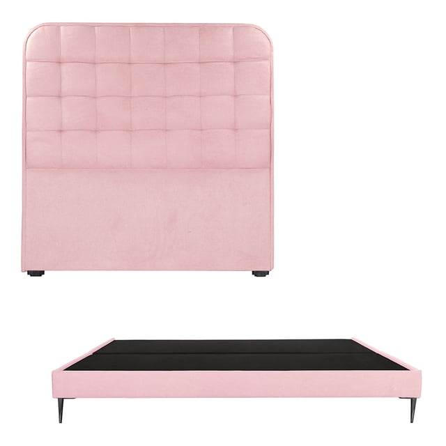 Recámara King Size Creta Rosa con Cabecera + Base Cama Slim