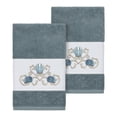 thumbnail image 2 of Authentic Hotel and Spa  Turkish Cotton Shells Embroidered Teal Blue 2-piece Towel Hand Set, 2 of 3