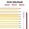 thumbnail image 4 of Barra de luz LED COB de 3 mm, 5 mm y 8 mm, 5 V, 12 V, 320 ledes/m, 3000 K, 4000 K, 6000 K, cinta flexible de alta densidad para iluminación de gabinetes, 4 of 5