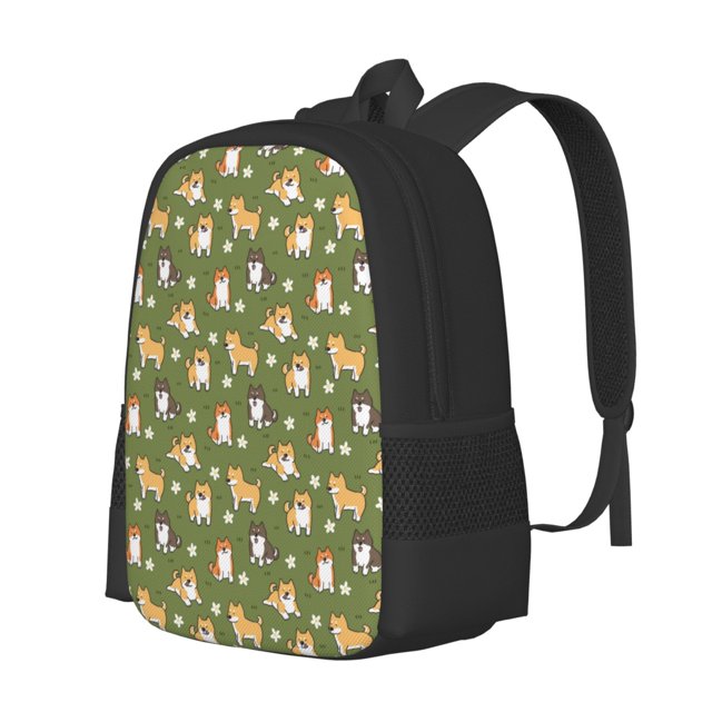 Easygdp Shiba Inu Dog And Flower Mochila de Gran Capacidad Minimalista Ideal para Escuela, Viajes y Uso Diario