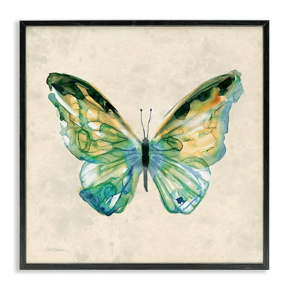 Stupell Industries Watercolor Cottage Butterfly Animals Painting Black Framed Art Print Wall Art, 12 x 12