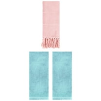Unique Bargains 3 Pack Cotton Turkish Hand Towels Pink/Blue 14"x30"/13"x29"