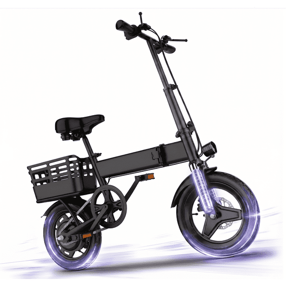 14" Foldable Commuter Electric Bike with Basket for Adults, 500W Peak Motor, 36V 12Ah Battery, 19 MPH, 35 Miles Range, Suitable for Commuting, Shopping, or Trip, UL 2849