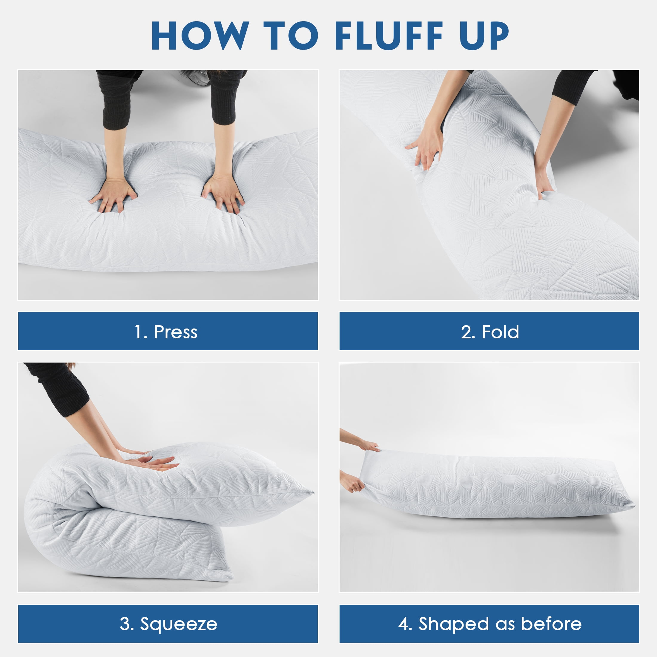 MOONORAH Body Pillow, Shredded Memory Foam Soft Cooling Long Body Pillows for Adults Side Sleeper, 2 in 1 Large Full Bed Pillows for Sleeping - 20x54 inch, White