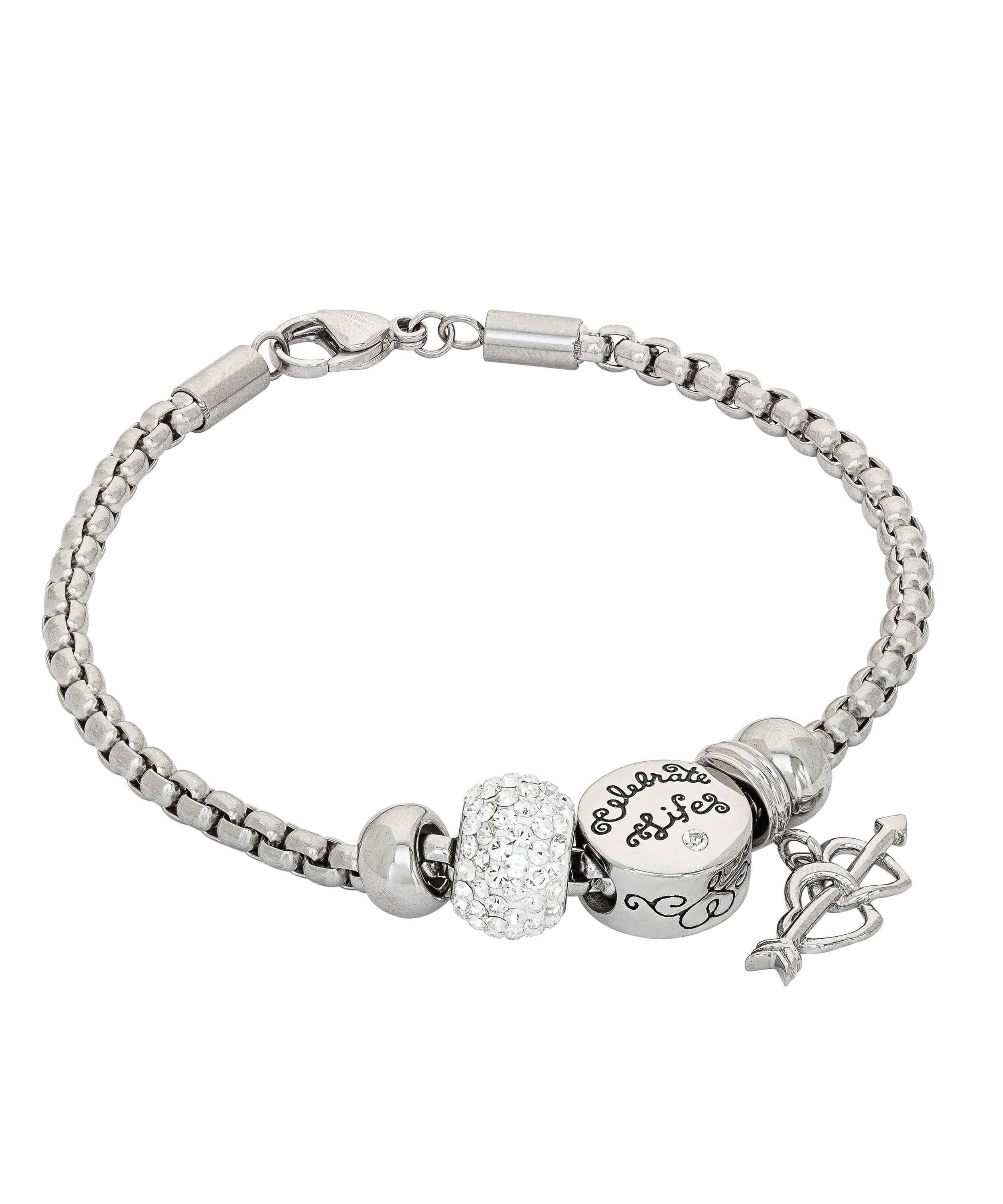 Connections from Hallmark Women's Stainless Steel Love Charm Bracelet Set