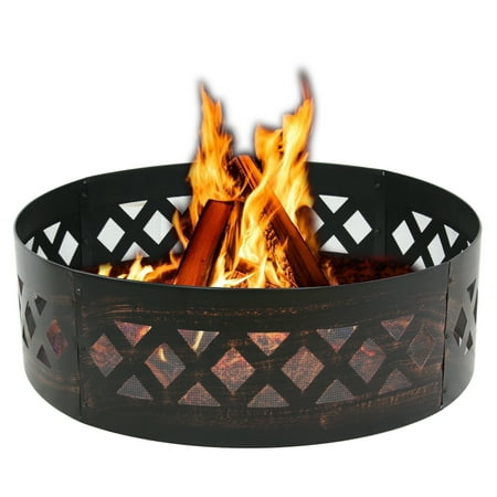 Zeny 36 Portable Steel Fire Pit Ring Metal Campfire Ring Fire