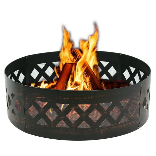 Zeny 36 Portable Steel Fire Pit Ring Metal Campfire Ring Fire Rings Backyard Camping Cookout Bbq Patio Walmart Com