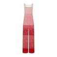 thumbnail image 5 of Sakmal Wide Leg Womens Jumpsuit Boho Patchwork Beach Overalls Sleeveless Long Red Square Neck Pants with Pockets, 5 of 7