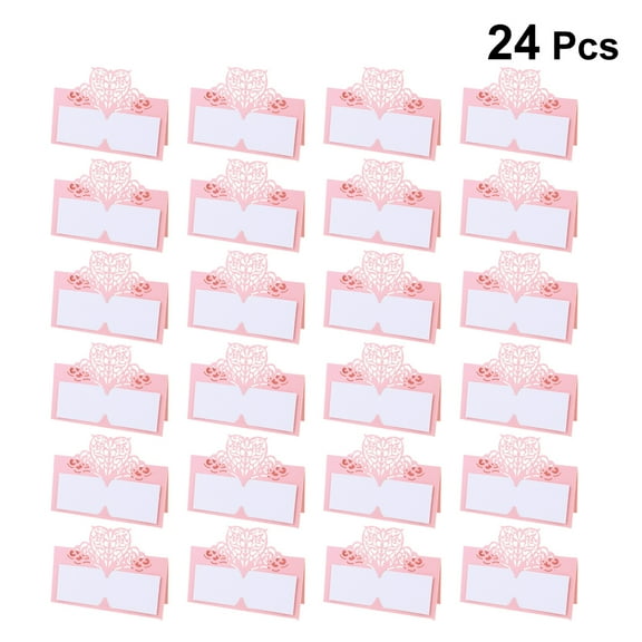 24Pcs Table Name Place Cards Wedding Party Favor Decor Cut Design Size Large (Pink)