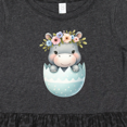 thumbnail image 4 of Inktastic Cute Hippo in Egg with Floral Crown Girls Toddler Dress, 4 of 5
