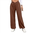 thumbnail image 2 of Pantalones Deportivos de Cintura Alta con Bolsillos para Mujer, Pantalones de Yoga Holgados e Informales Marrón S, 2 of 10